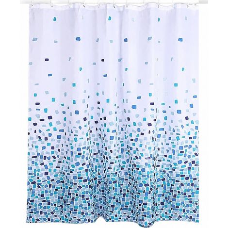 Rideau de douche mosaïque bleue, 180 x 180 cm, résistant à la moisissure, en polyester déperlant (1/5)