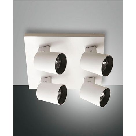 MODO SPOT BIANCO 4 LUCI ALLUMINIO SPAZZOLATO ORIENTABILE ATTACCO GU10 IP20 (1/2)