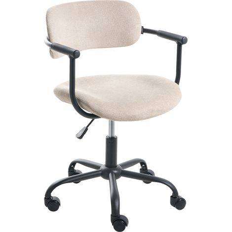 Silla de escritorio oficina giratoria con altura ajustable tapizada en tela beige Vyra