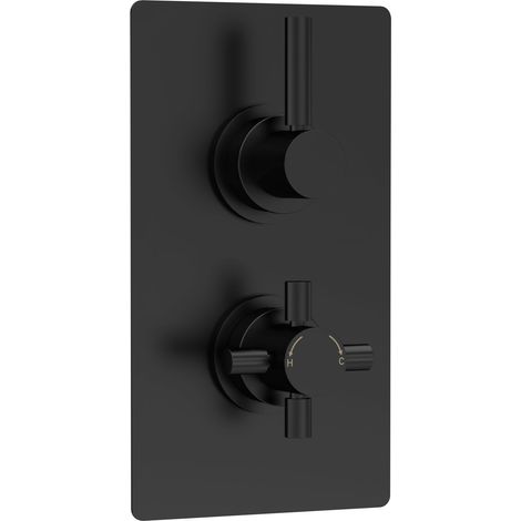 Hudson Reed Tec Pura Concealed Shower Valve Dual Handle - Matt Black (1/2)