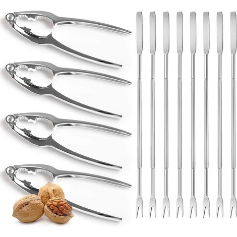 Pince à Crabe - Acier Inoxydable - Pour Fruits De Mer Et Noix - Set De 4 Pinces Avec 8 Pics (1/5)