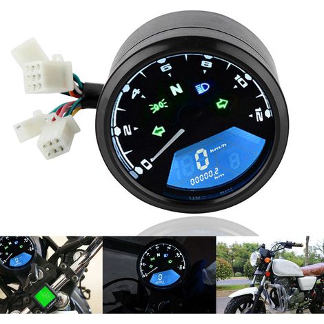 Universelles LCD-Motorradinstrumentencluster: Tachometer, Kilometerzähler, Drehzahlmesser und digitale Tankanzeige