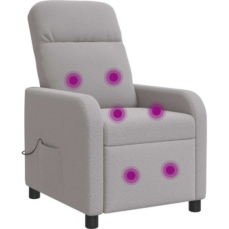 Massage Recliner Light Grey Bouclé vidaXL