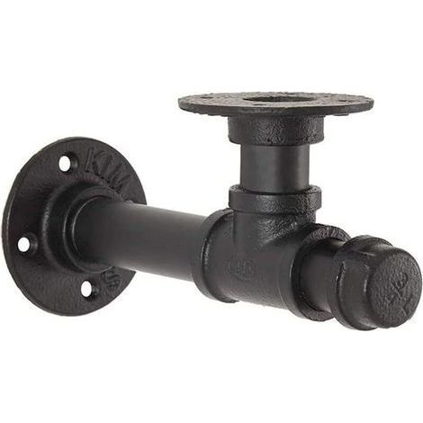 1 pièce, support d'étagère en tuyau, support d'étagère murale de style industriel, support d'étagère noir, support mural décoratif pour décorer la cuisine, le salon, la chambre à coucher (1/5)