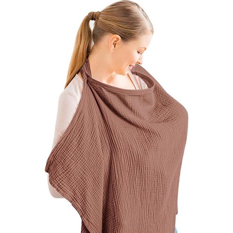 DigitalLAB-Tablier d'allaitement, couverture d'allaitement en mousseline pour bébé, grande couverture d'allaitement, capuche d'allaitement en coton avec anneau rigide - Tablier d'allaitement, rouge ch (1/2)