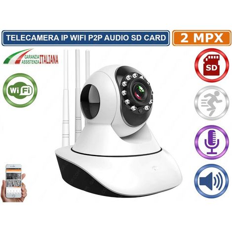 TELECAMERA MOTORIZZATA IP CAM HD 720P WIRELESS WIFI REGISTRA SU MICRO SD AUDIO BIDIREZIONALE