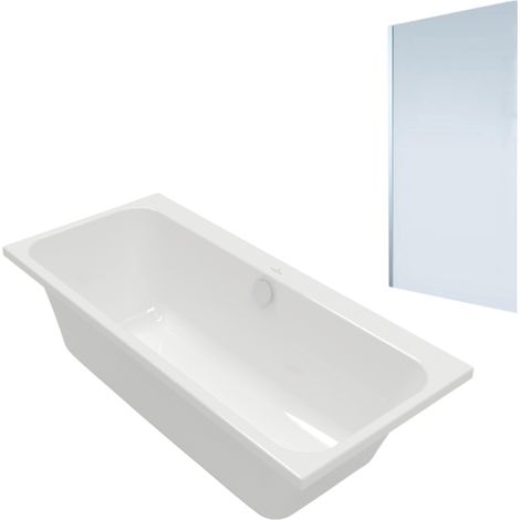 Baignoire droite VILLEROY & BOCH Architectura 170 x 75 cm Blanc + Pare Bain gauche AURYS Mist 1 chromé