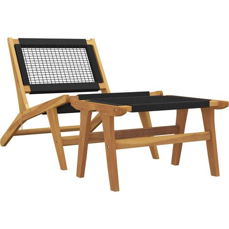 Sedia da Giardino Sedute da esterno Poggiapiedi Legno Massello di Teak Poliestere (1/4)