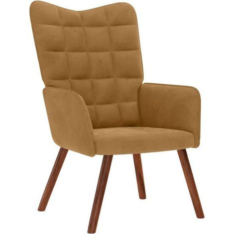 Fauteuil lounge en velours marron (1/5)