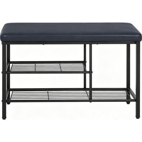 Panca portascarpe con seduta 80 x 30 x 50 cm nera in ecopelle, metallo e schiuma (1/5)