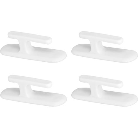 Lot de 8 crochets de rideaux adhésifs blancs réutilisables en plastique avec crochet mural pour appartement, maison ou bureau (1/5)