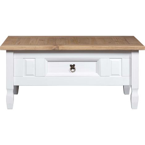 Table basse de salon, Table Café, Pin mexicain Gamme Corona Blanc 100x60x45 cm OIB5993E (1/5)