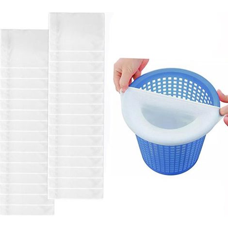 Kit de 30 pièces pour écumoire de piscine, comprenant : grille de filtration, couvercle pour panier de filtration, housse de protection pour la grille, et filtre à mailles ultra-fines. (1/5)
