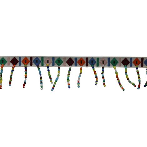 Glorex Girlande mit Perlen bunt 1 Meter, weißes Band Textiles Gestalten (1/2)