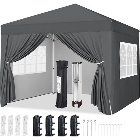 Homevive 3 × 3 m Carpa Pop-Up Ajustable Cenador de Jardín Resistente al Agua con 4 Paredes Laterales UPF 50+ Bolsa Enrollable de Transporte Cuerdas de Sujeción Saco de Arena para Camping Fiesta Exteri (1/5)