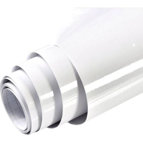 Film adhésif blanc pailleté 60 cm x 5 m film meuble haute brillance film auto-adhésif pour meubles armoires de cuisine protection de surface vinyle étanche bricolage film décoratif (1/4)