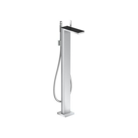 mitigeur bain/douche, set de finition pour montage au sol chromée/verre noir
