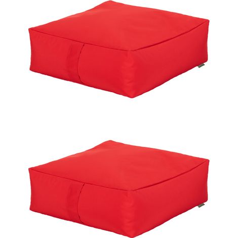 Ready Steady Bed - Coussin de sol épais, 60x60x20 cm Coussins de dalle de jardin, coussin intérieur et extérieur résistant à l'eau avec rembourrage en haricots - Rouge 2pk (1/5)