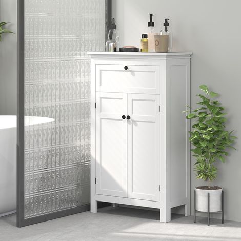 Mobilier Salle Bain Colonne Tiroir Portes Étagères Réglables Armoire Moderne Intérieur Blanche 60x30x102,5cm