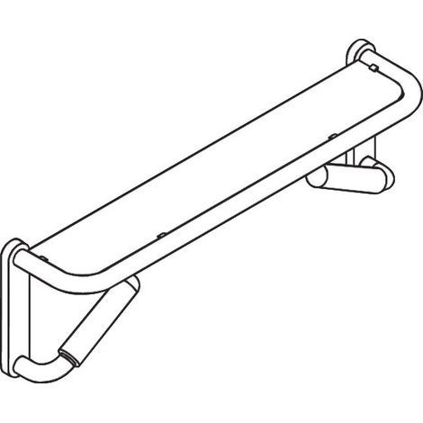 HEWI 802.03.100 33 Spiegelablage der Serie 802 LifeSystem, Aluminium verchromt mit matten Designelementen, mit eingespannter Platte aus bruchsicherem, matt-weißem Kunststoff, 710 mm breit, 220 mm hoch (1/2)
