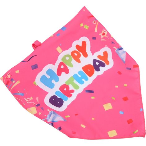 Bandana triangulaire en coton pour animaux de compagnie, idéale pour un anniversaire canin. Bandana respirant avec ruban rose. Taille unique. (1/5)