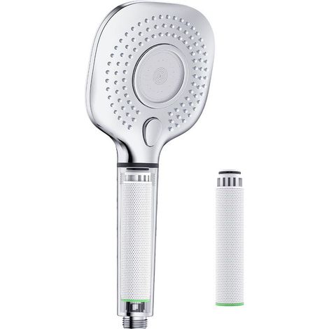 Pommeau de Douche, Douchette Douche Salle de Bain, Pomme de Douche Haute Pression, Douchette Carrée, Pommeau de Douche Anti Calcaire, Adoucissement de l'Eau Dure, Chrome (1/5)