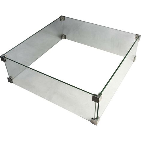 Elementi Feuerschutz Glasumrandung, transparent, rechtecking, inkl. Edelstahl Verbinder (1/2)