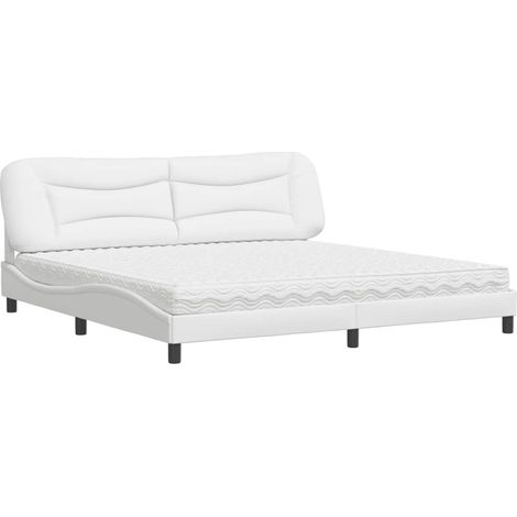 Maison Exclusive - Bett mit Matratze "Hvar" Weiß 200x200 cm Kunst (1/5)