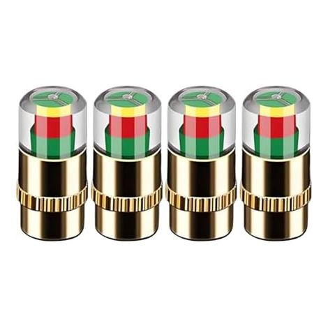 Bouchons de Valve Pression des pneus – d'indicateur Niveau d'air, capteur visuelle, protecteurs Tige sécurisés, kit fiable pour jaune - (1/5)