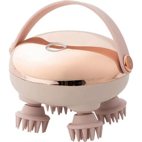 KLVGTIFS PU – Tragbares, wiederaufladbares und wasserdichtes elektrisches Kopfhautmassagegerät mit Wärmefunktion, ideal zur Linderung von Kopfschmerzen – Gold (1/5)