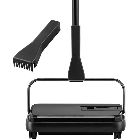 Balai à franges manuel, 20 cm de largeur de balayage, sans électricité, collecteur 300 ml avec peigne pour sols durs, moquettes, parquet, stratifié. Idéal pour poussières et poils d'animaux. (1/5)