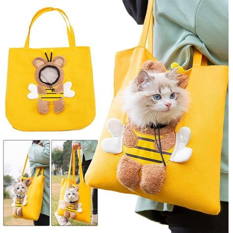 Dog and Cat Shoulder Bag, Sling Cat Carrier Bag, Secure Pet Carrier Bag, Portable Small Pet Bags, Suitable for Small Dogs and Cats(Large (1/5)
