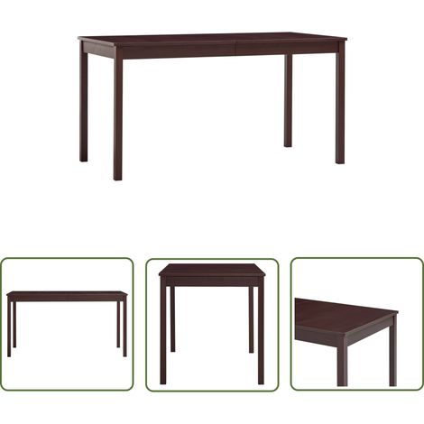 The Living Store Table à manger Marron foncé 140x70x73 cm Bois de pin - Table À Manger - Table En Bois - Table Ronde - Meubles De Salle À Manger - Décoration Intérieure (1/5)
