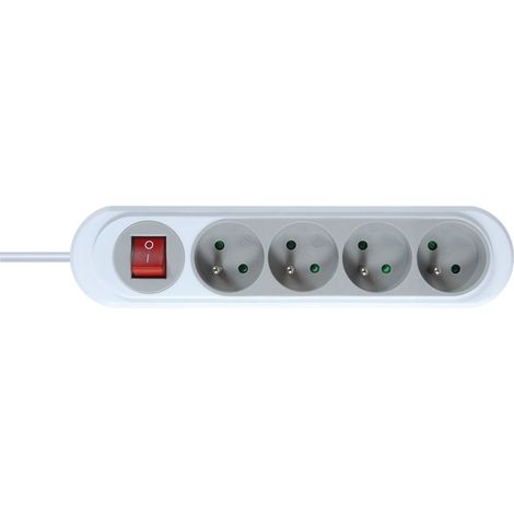 MultIPrise electrique - Prise MultIPle - Bloc MultIPrise - Rallonge electrique - Prolongateur - Rallonge MultIPrise - 4 Prises 2P+T 16A avec Interrupteur-Cordon 1.15 mètres, Gris Galet