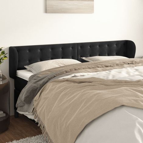 Tête de lit avec oreilles  Panneau de lit pour Lit adult  Décoration murale Noir 163x23x78/88 cm Velours RJYKXR860718 (1/5)