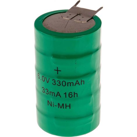 Pile bouton rechargeable RS PRO 6V, 330mAh, 25.5mm, NiMH ( Prix pour 1 )