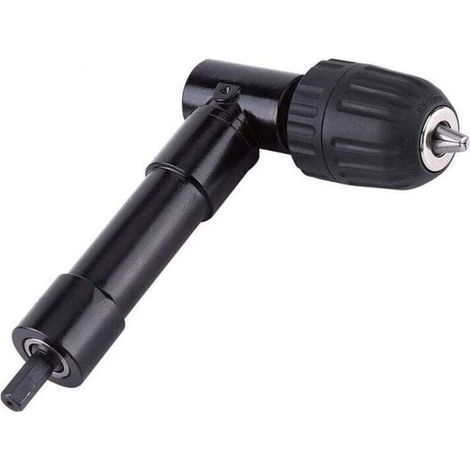 Ulisem Mandrin à angle droit auto-serrant à 90°, mandrin de perçage à dégagement rapide, embout de tournevis coudé, mandrin d'entraînement angulaire, adaptateur de perceuse, entraînement angulaire r (1/4)