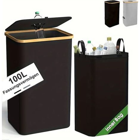 Boîte de recyclage de bouteilles Collecteur de bouteilles perforé, rangement pour bouteilles de cuisine (noir) (1/5)