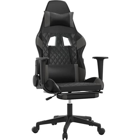 Maison Exclusive - Sedia da Gaming con Poggiapiedi Nero e Grigio in Similpelle (1/5)