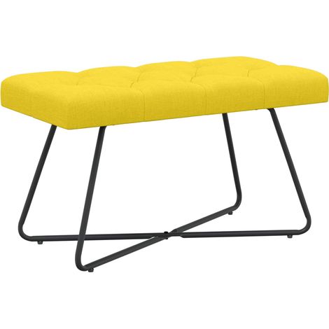 Banc avec capitonnage bouton Jaune clair 80 x 40 x 46 cm Tissu vidaXL (1/5)