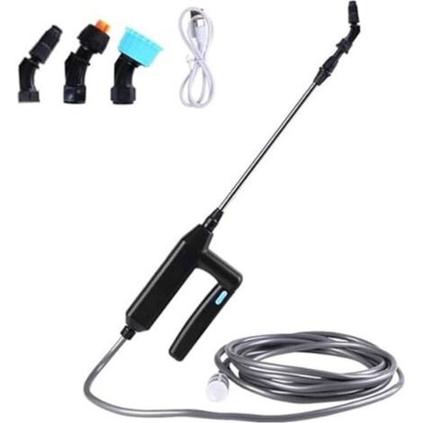 Lance d'arrosage avec 3 buses réglables, lance de pulvérisation télescopique, pulvérisateur de jardin électrique rechargeable avec poignée. (1/5)