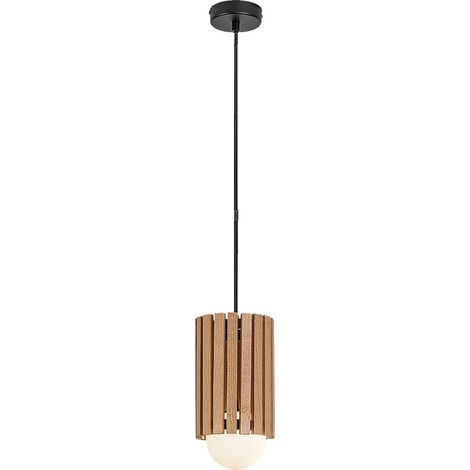 Suspension scandinave noire et bois avec globe blanc G9 Noxelle Rabalux (1/5)