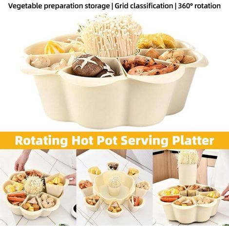 Multifunktionales Tablett für chinesisches Fondue, 9 Fächer, Servierschale für Gemüse und Snacks. (1/5)