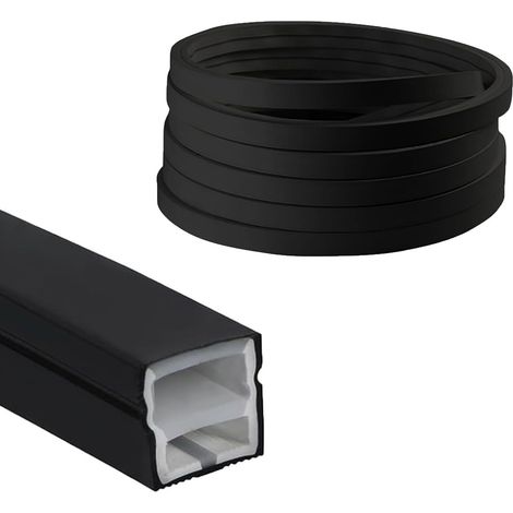 Profilé LED en silicone, rail LED flexible pour panneaux acoustiques, bande LED diffuseur canal pour plafond, armoire, bar, éclairage de panneaux acoustiques (6 m, noir) (1/5)