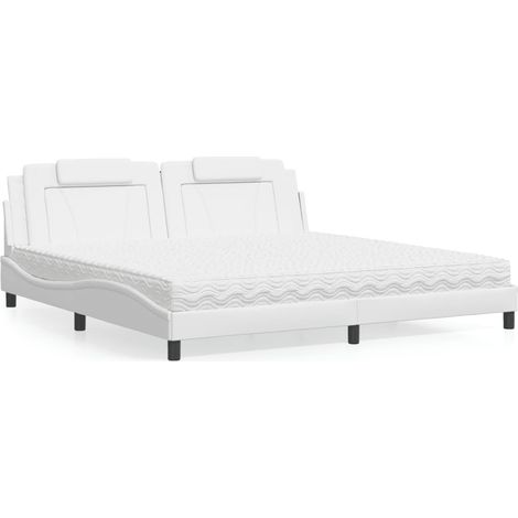 Bett "Viana" mit Matratze Weiß 200x200 cm Kunstleder vidaXL (1/5)