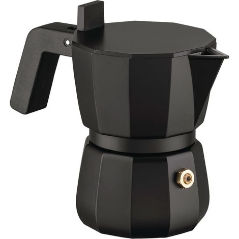Alessi Moka DC06/1 B - Caffettiera Espresso di Design, Manico e Pomolo in PA, 1 Tazza, Nero (Non adatto all'induzione)
