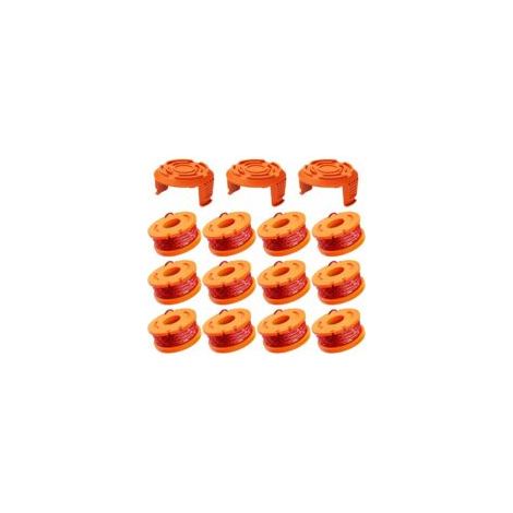15 Pack Bobine Fil Coupe Bordure 3m - WA0010/WA6531 Coupe Bordures, Bobine de Fil Debroussailleuse(12 Fil Coupe Bordure,3 Couvercle) - Crezuo