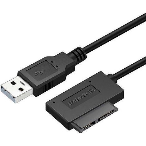 Adaptateur USB 35 cm pour PC, lecteur DVD-ROM 6+7 broches, convertisseur SATA vers USB 2.0, format slim SATA (1/4)
