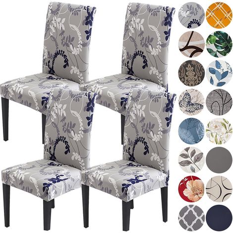 Stuhlhussen 4er Set, Stretch, abnehmbar, waschbar, für Esszimmerstühle (1/5)