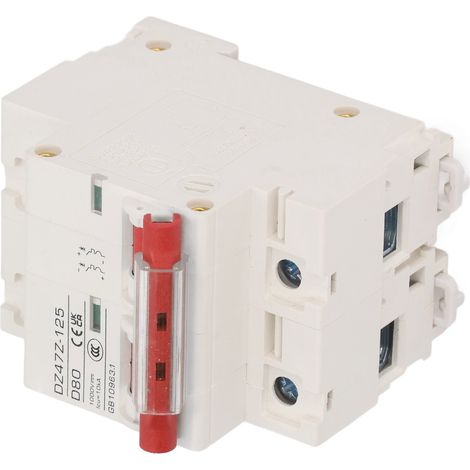 Disjoncteur miniature 2P, pouvoir de coupure de 10 kA, pour système photovoltaïque solaire, petit disjoncteur 80 A CC 1000 V, interrupteur rouge (1/5)